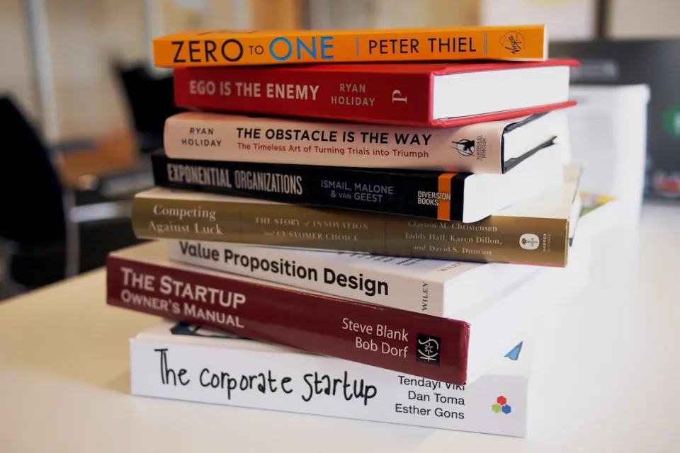 Open hardcover book with typed pages